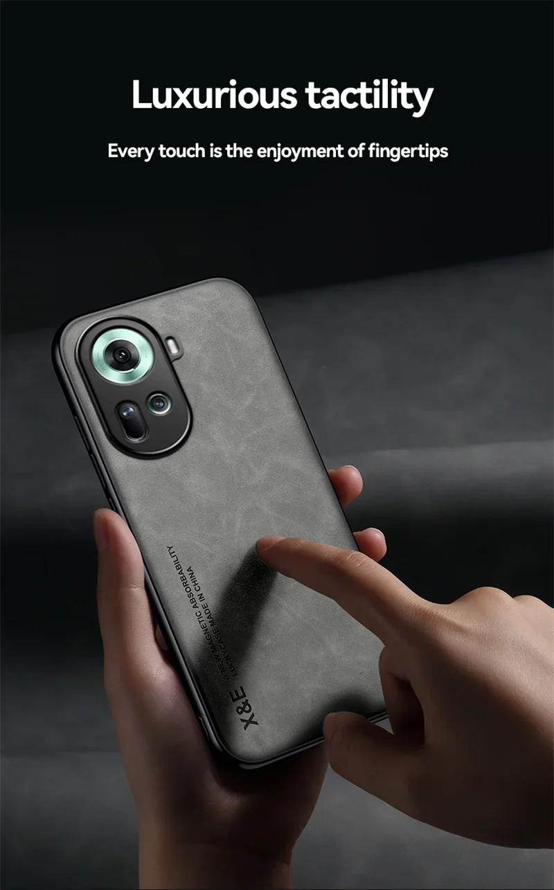 Reno11F 5G Case Built in Metal Plate Magnetic Car Holder Leather Phone Cases For OPPO Reno11 F Reno 11F 11 F 5G Back Soft Cover
