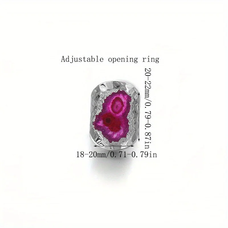1pc Natural Stone Ring Irregular Shape Agates Crystal Resizable Rings for Women Men Fashion Charm Jewelry Gift Ring