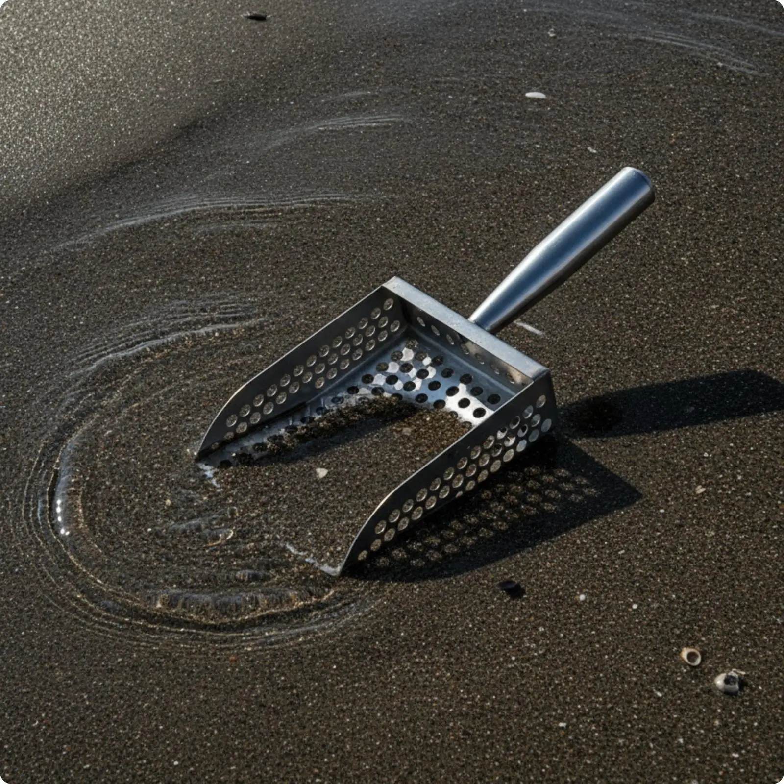 Perforated Beach Sand Sieve Shovel Stainless Steel Digging Tool with Curved Lower Edge for Shell Collecting Coastal Exploration