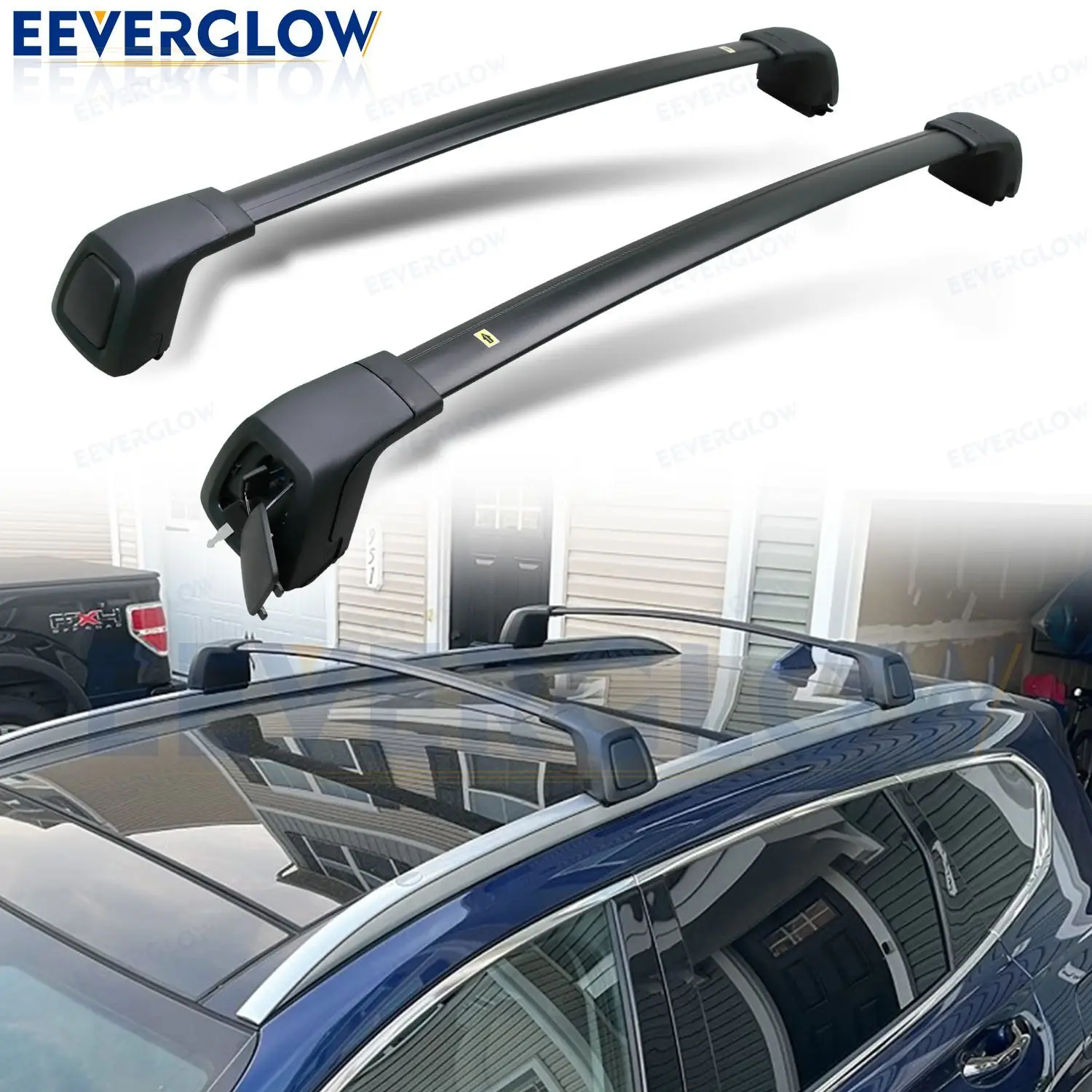 

Поперечные перекладины подходят для Hyundai Santa Fe 2019-2023 гг., черные направляющие багажника на крышу, США в наличии