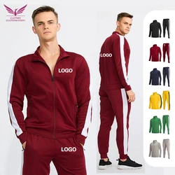 Custom logo Men 2 Piece Football Jersey Sets Customzation Autumn Winter Long Sleeve Soccer Uniform Training Tracksuit for Boys