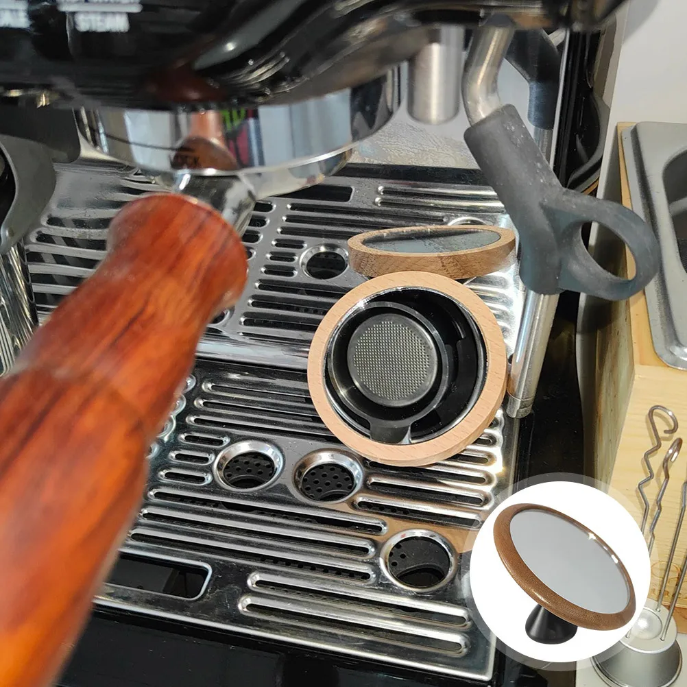 

Coffee Maker Mirror 360-Degree Rotating Hd Viewing Window for Espresso Extraction Observation Walnut Wood Magnetic Design Coffee