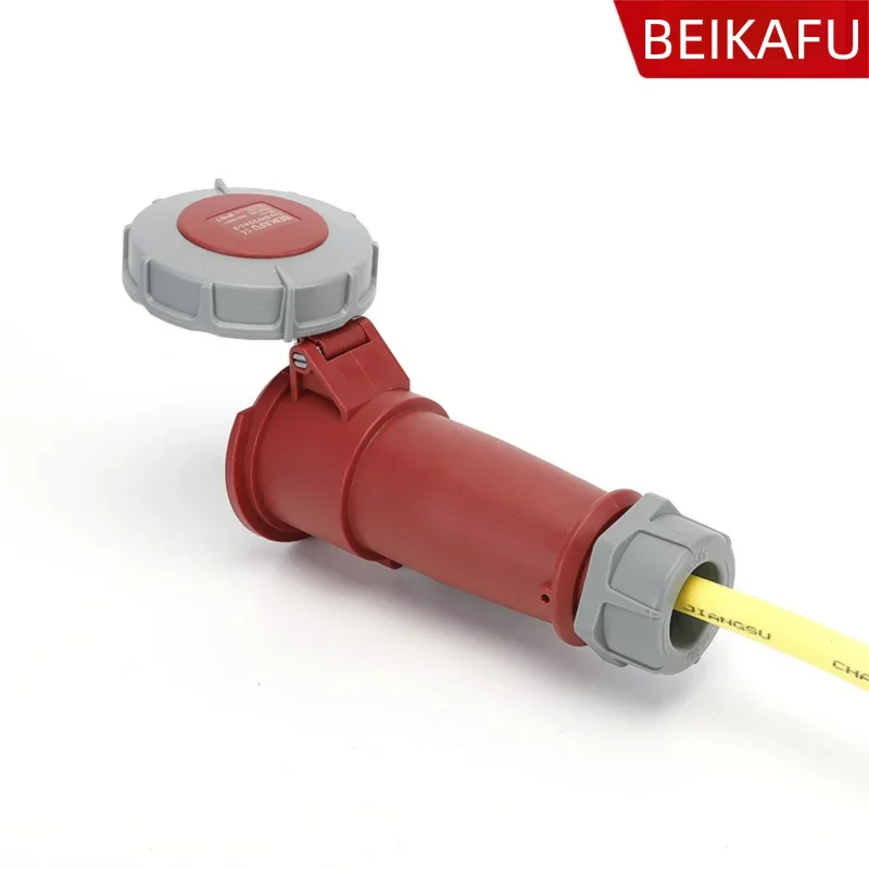 Yellow IP67 European Standard Waterproof Plug Socket Extension Cord 32A 3H 380-440V Cold Chain Container Refrigerated Truck Use