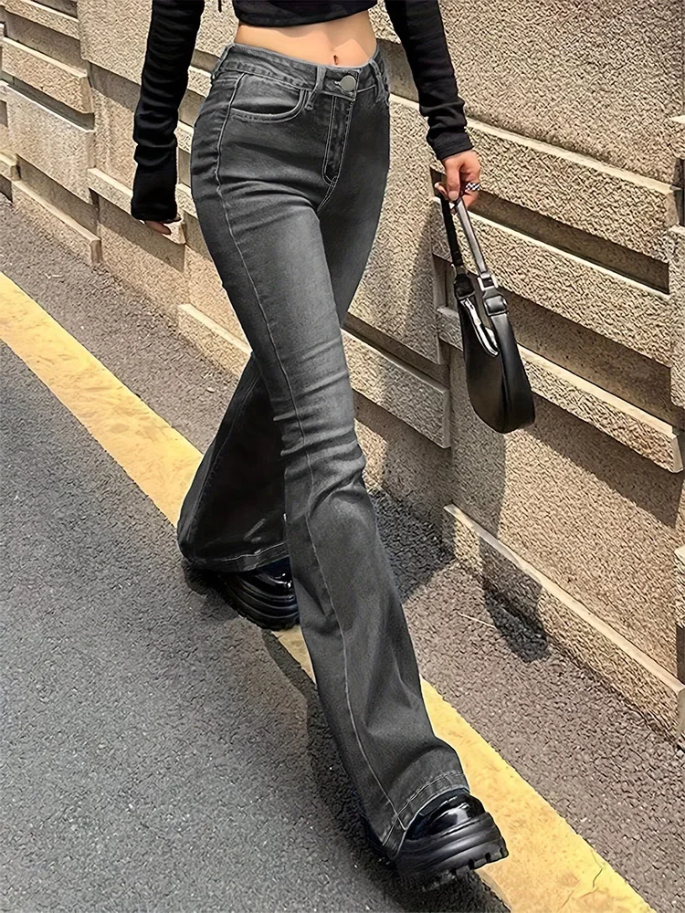 2025 Women Stretch Flare Jeans Lady High Rise Bell Bottoms Skinny Denim Pants Girls Slim Fit Black Gray Blue Flare Nice Trousers