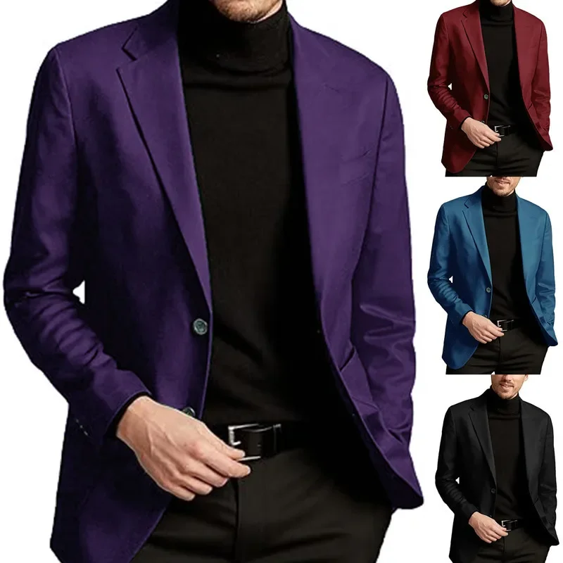 Men's Suits Cardigan Blazer Jacket Solid Color Long Sleeve Fashion Casual Autumn Winter Jackets