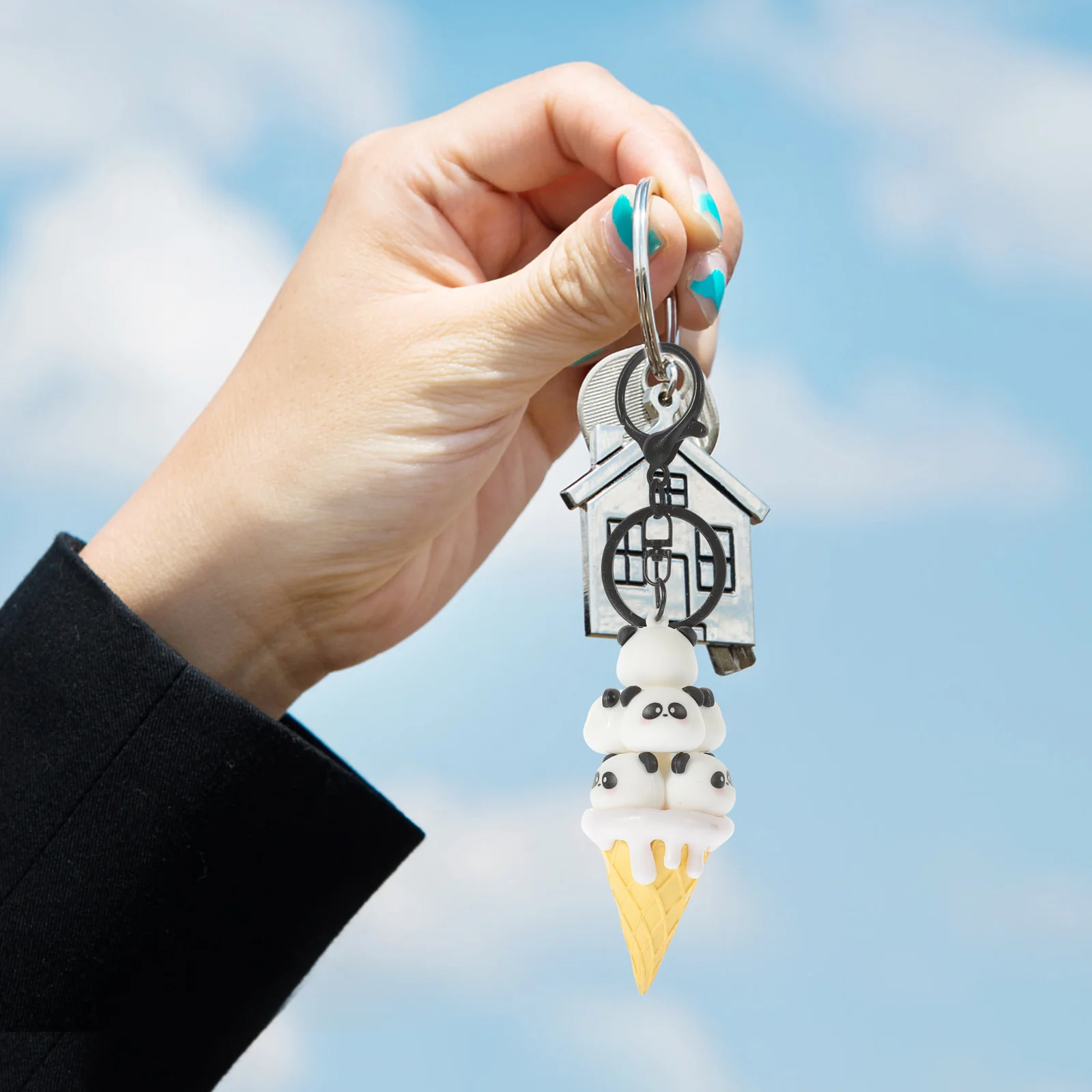 

Key Ice Cream Keychain Men and Women Tire Valve Caps Travel Accessories Pvc Animal