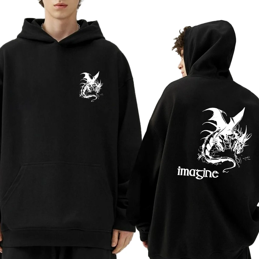 

Hot Rock band Imagine Dragons punk print black streetwear Unisex Fleece Casual Winter Hoodie Men women Long sleeve Sweatshirt