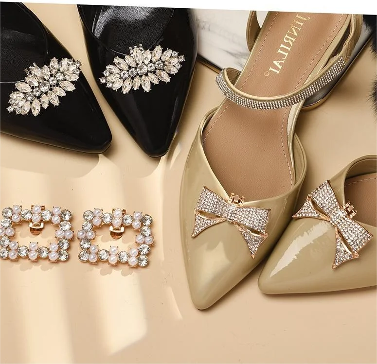 2 Stück dekorative Schmuckclips für High Heels, DIY-Abnehmbare Strass-Schnallen, Zehen-Zubehör, modische Schuhdekoration – Detail 2