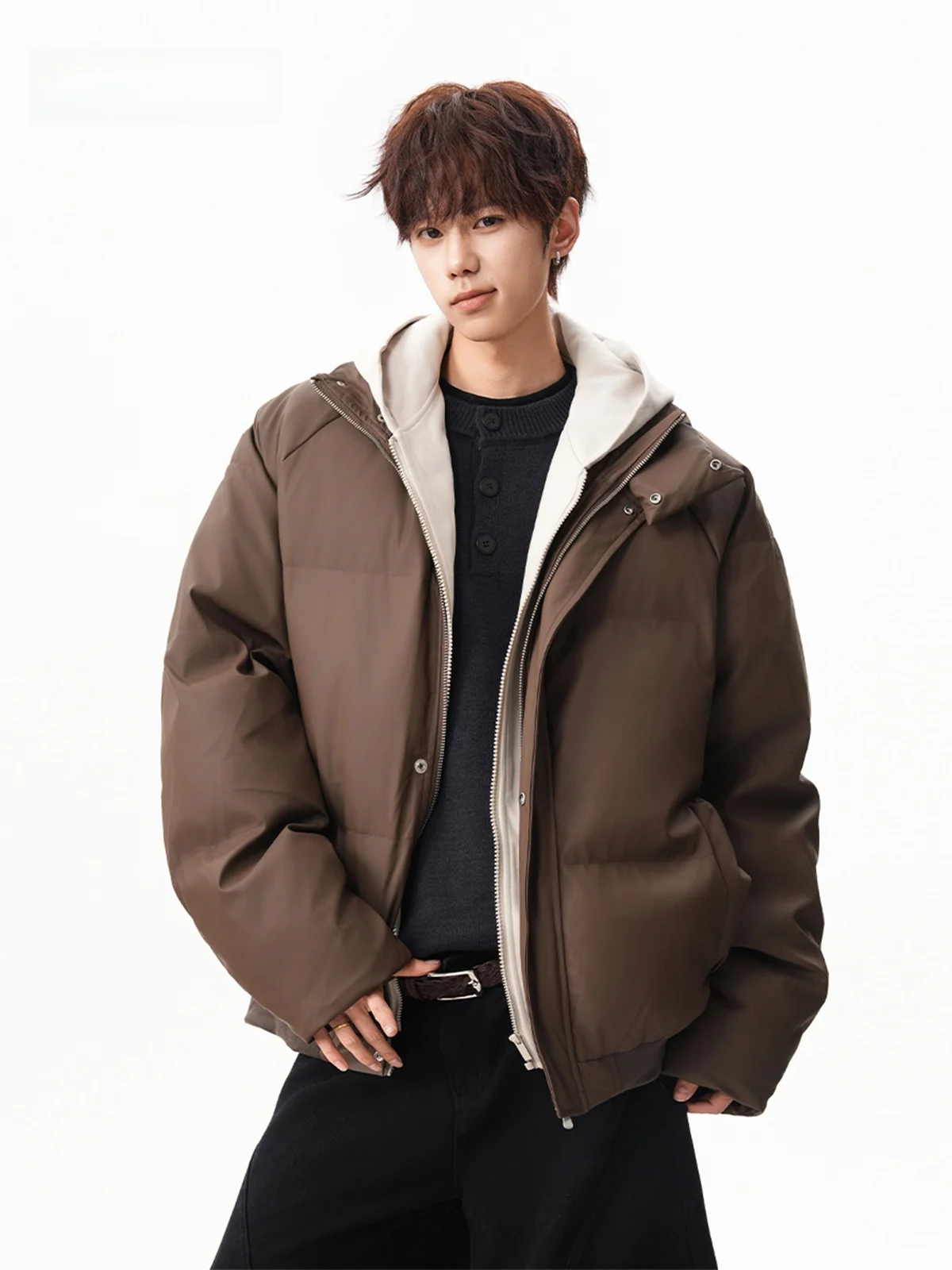 

Теплый хлопковый джет из искусственной кожи, мужская зимняя верхняя одежда Cleanfit, свободный крой, цветное пальто Blo, длинное пальто Stand Edition...