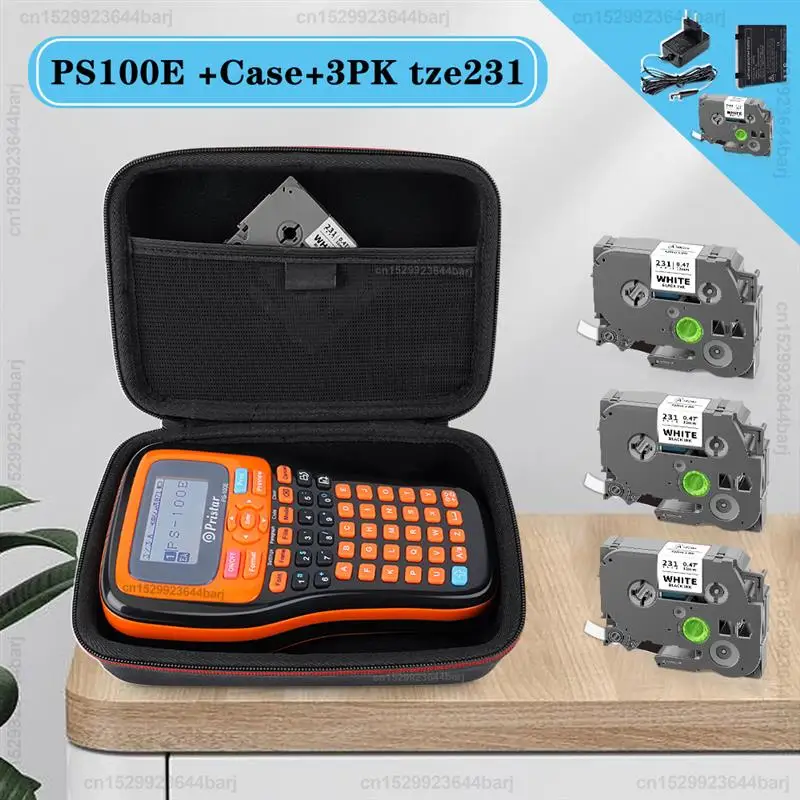 Top Portable Label Maker PS100E with PS100E Label Printer Case 3PK tze231 Label Tape Fx231 Replace for Brother P-Touch Label