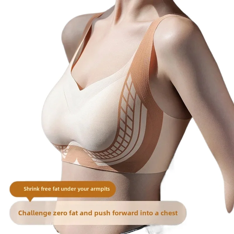 KUCLUT Lift Gathered Underwear Wireless Zero Restriction Fashionable for Small And Large Breasts Anti-Sagging Bra
