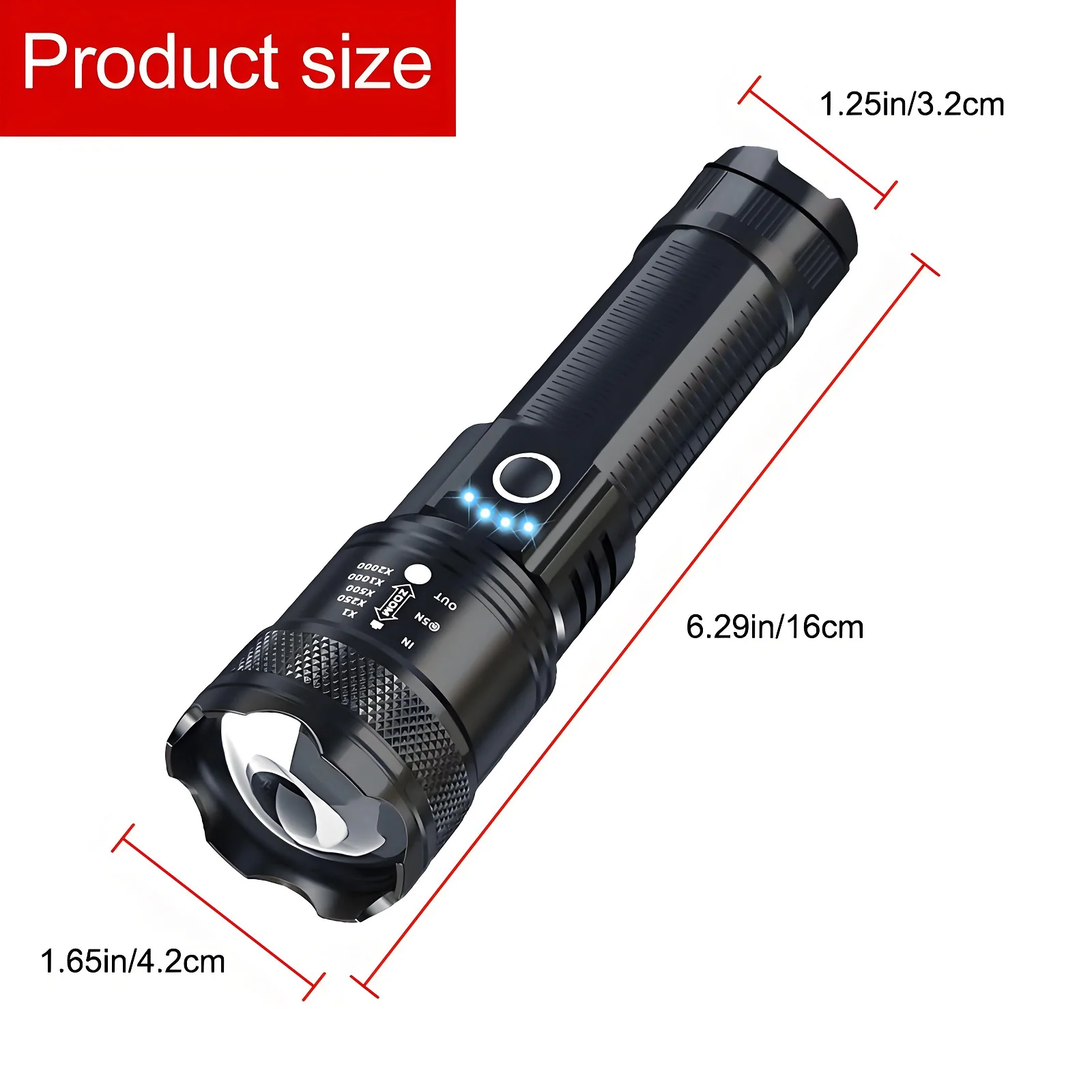 AODTOSIP 1PCS Powerful LED Flashlight USB Rechargeable High Power Tactical Torch Ultra Flashlight With Power Display for Outdoor