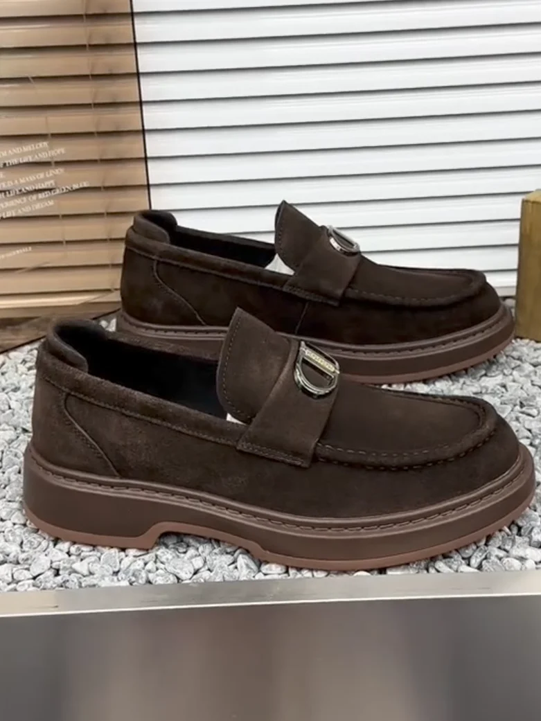 

New 0921 Men's Casual Comfortable Pure Leather Shoes Fashionable Versatile High-Quality Lightweight Rubber Outsole round Toe