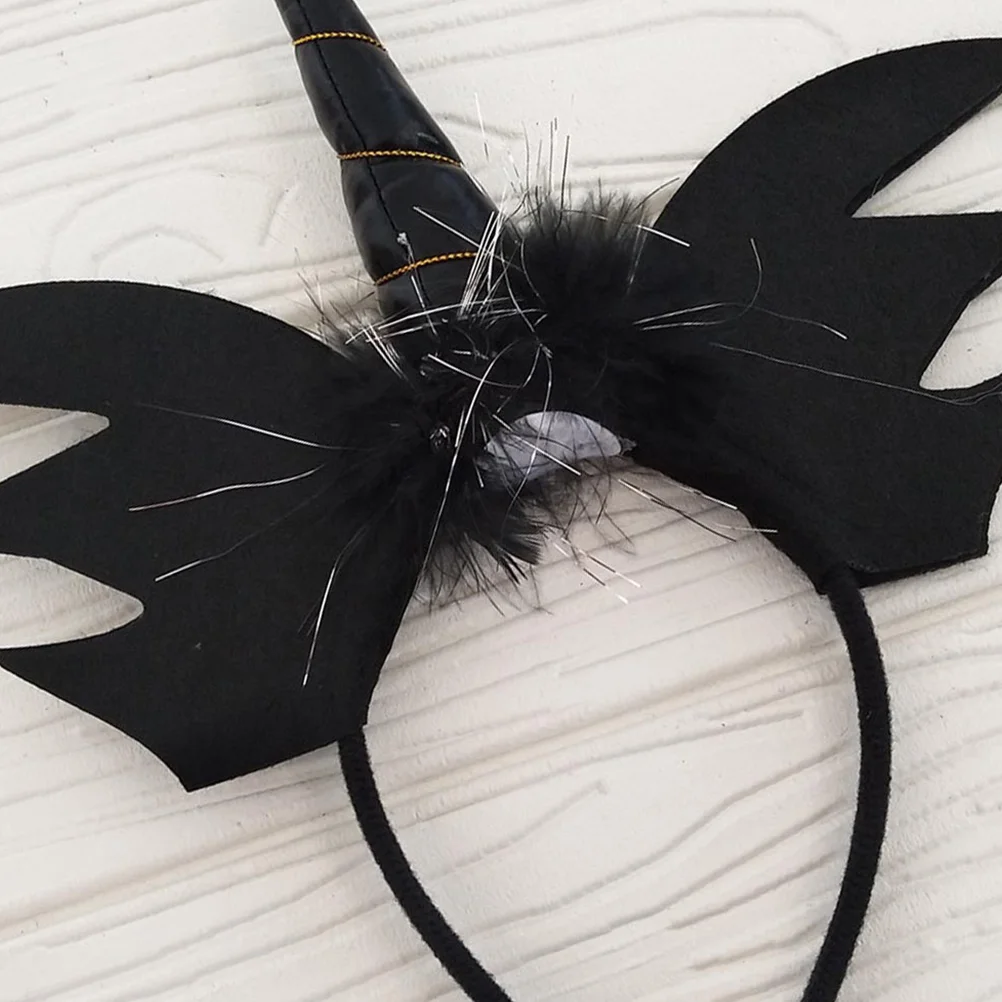 Halloween Bat Unicórnio Hair Band, Creative Hair Band, Traje Assustador, Crianças Decoração, Headdress Preto