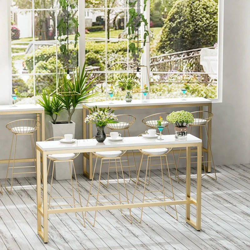 for Nordic Marble Bar Table and Chairs Household Modern Simple High Stool Cafe Bar Tables and Chairs