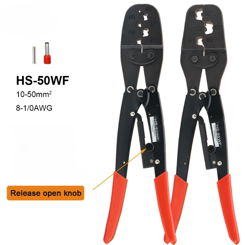 

on-Insulated Terminals Crimping Pliers HS-50WF Tube Bootlace Cable Connectors Ferrules Crimper rachet crimping pliers