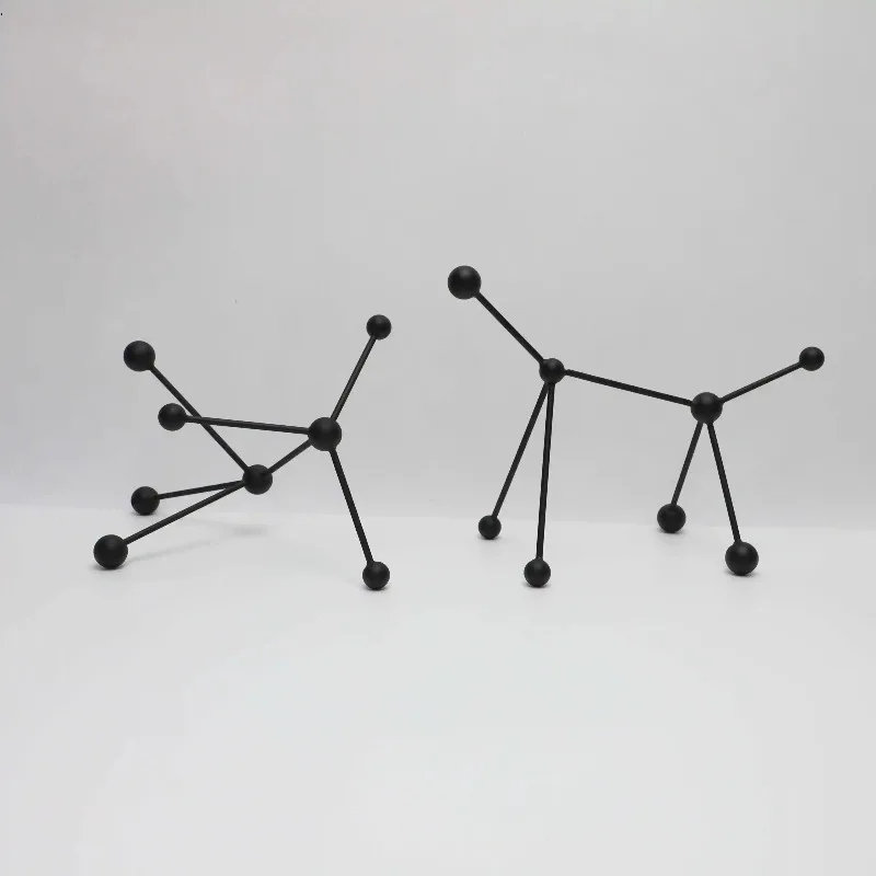 Black Modern Simple Metal Point Line Molecular Ball Ornament Home Living Room Desktop Wine Cabinet Decoration