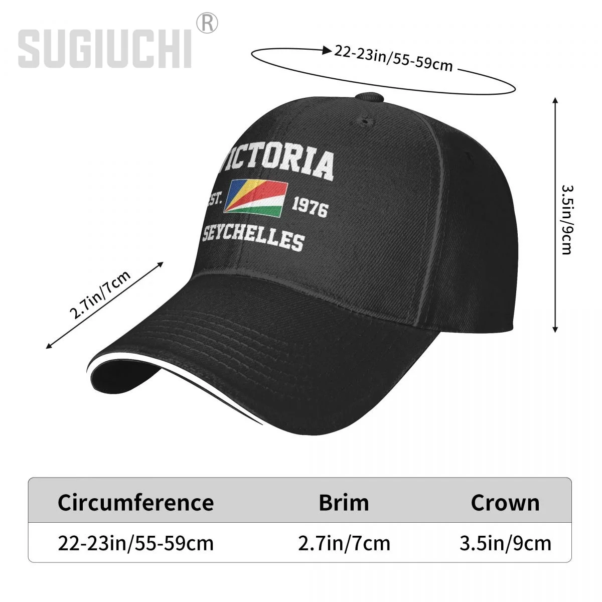 Boné de beisebol seychelles est.1976 victoria capital masculino unisex hip hop snapback snapback chapéu de golfe pesca