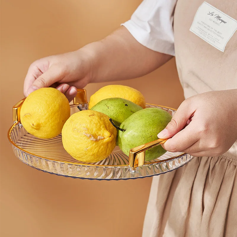 Light Luxury Gold Rim Fruit Salad Plate Multi Purpose Dry Snack Storage Tray Nordic Style Home Living Room Decor Dish