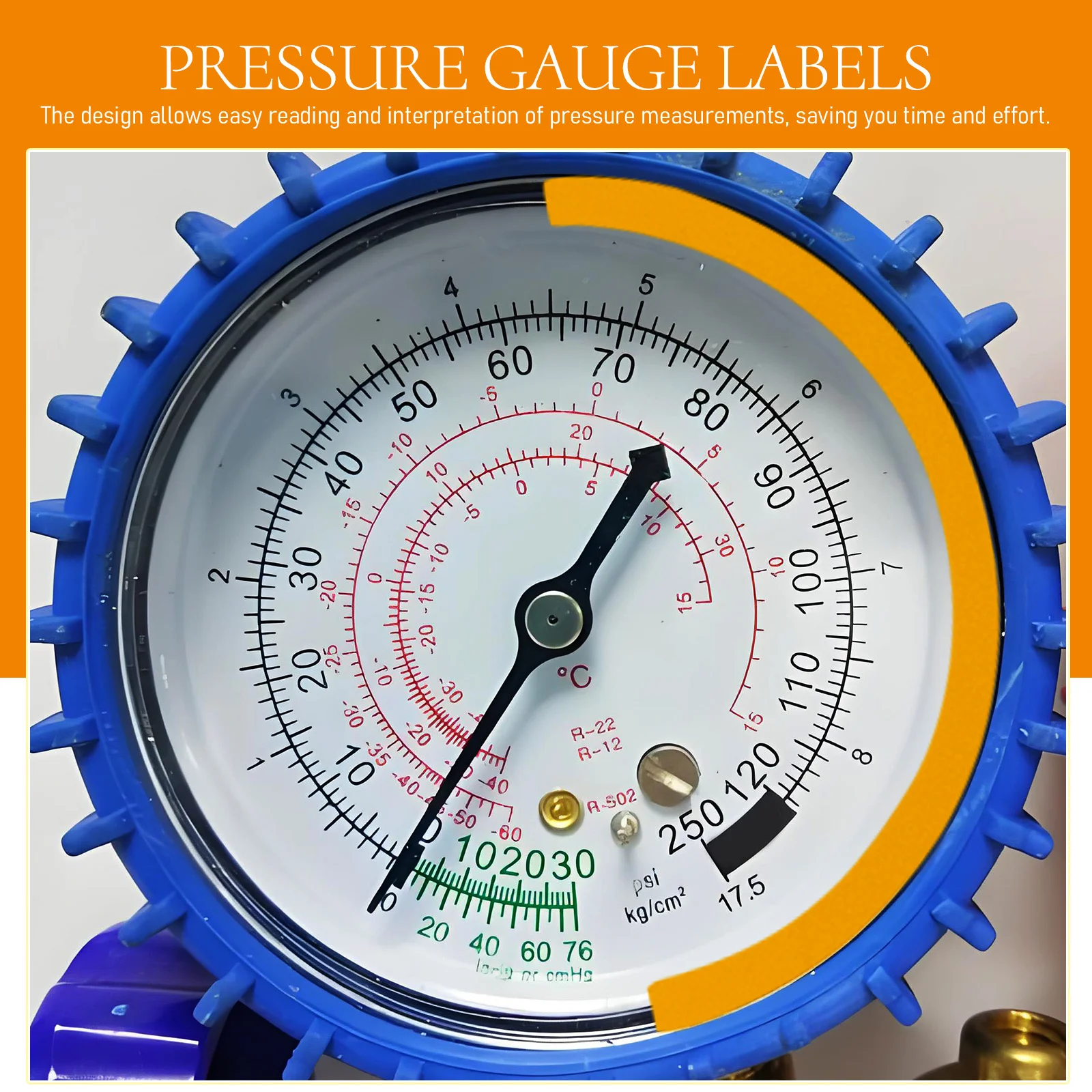 

7 Pieces 5cm Yellow Pressure Gauge Stickers Reflective Waterproof Full Half Quarter Circle Labels for Gauge Accessories