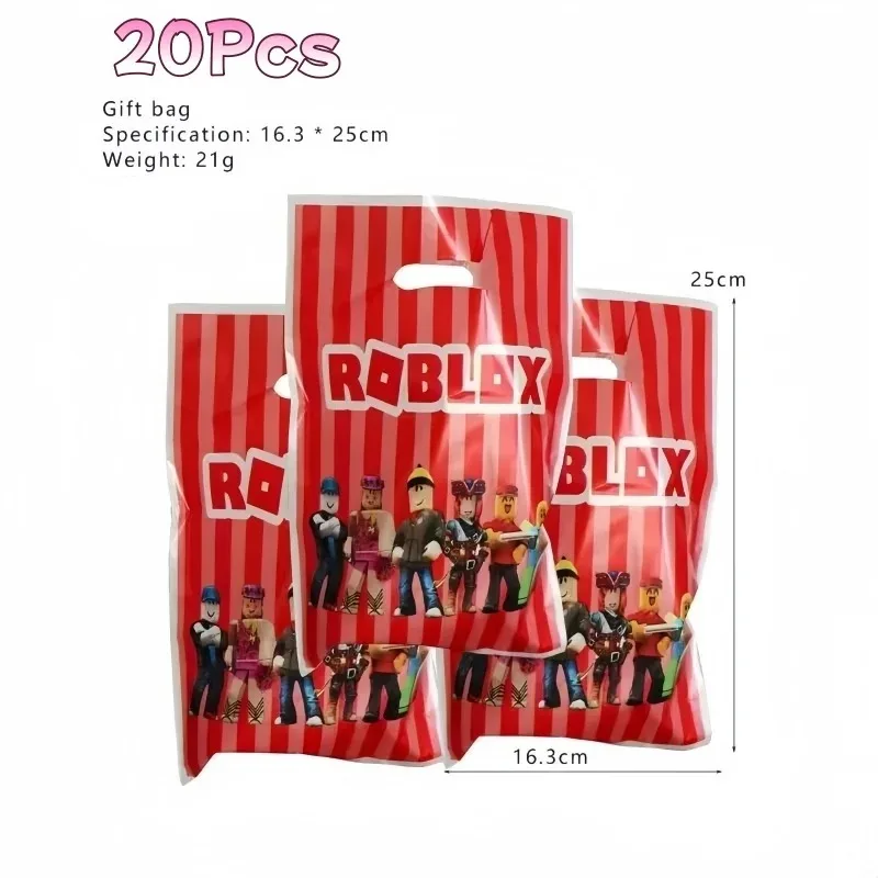 Cartoon 20Pcs Roblox Gift Bags Birthday Party Wholesale Eco Plastic Candy Bags Anime Themed Holiday Gift Bag view 4