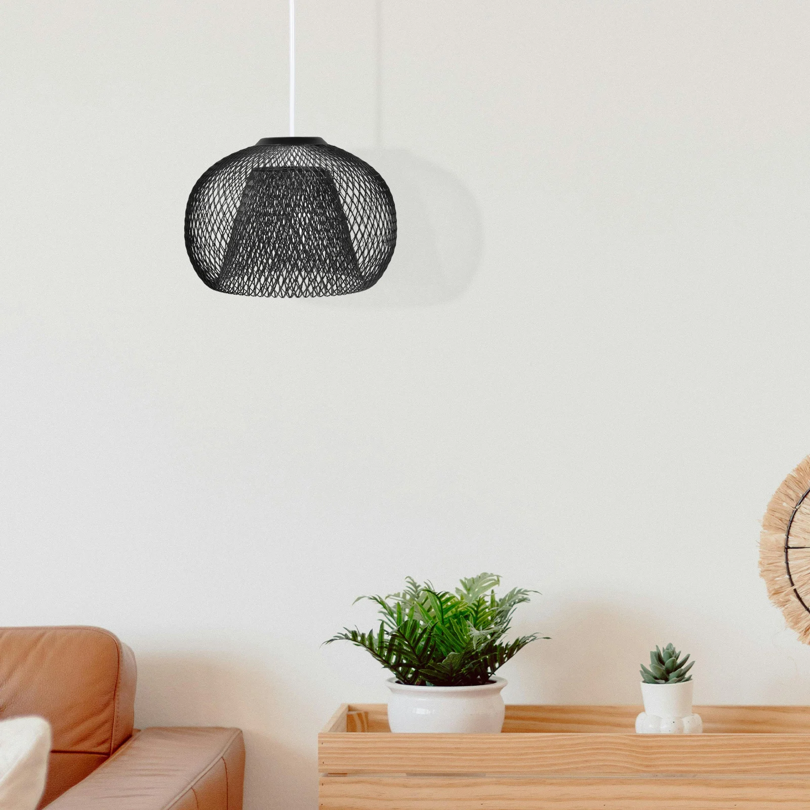 

Iron Mesh Pendant Light Shade 150MM Black Double Layer Cage Lampshade for Home Bar Decor Hanging Lighting Solar Outdoor