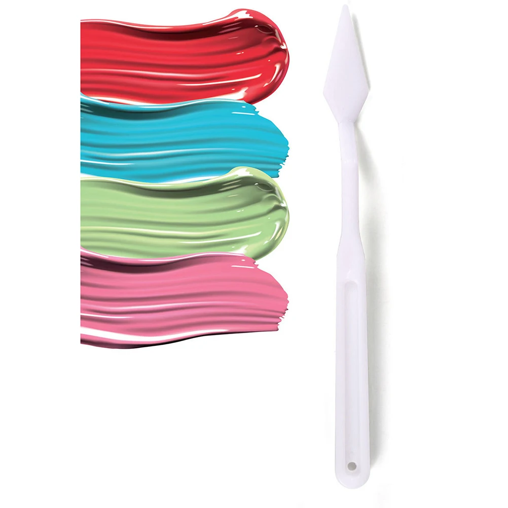 

25 Pcs Palette Knife Set Spatula Oil Painting Accessories Tool White Plastic Blade Assorted Shapes Durable Lightweight