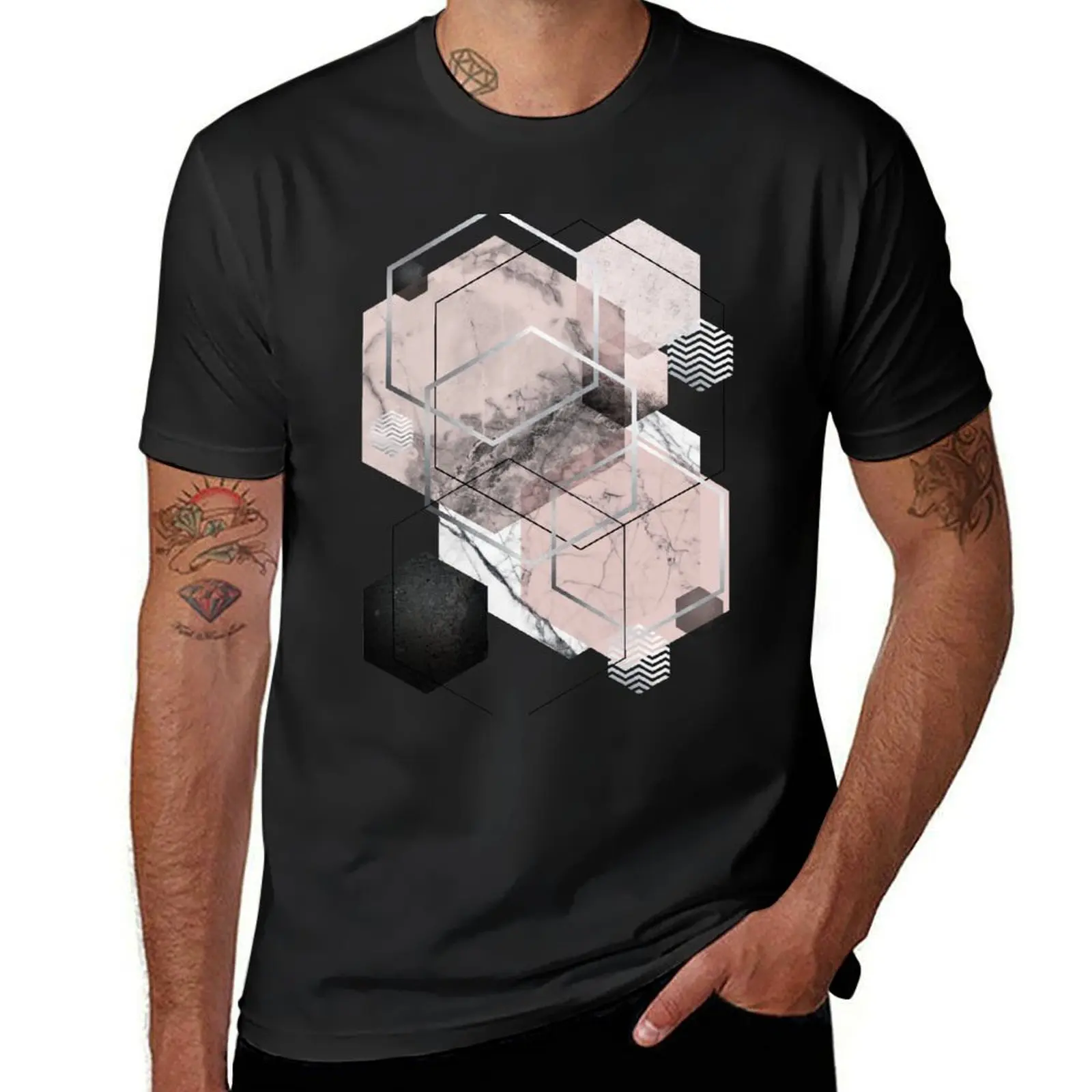 Blush and Grey Geometric T-Shirt cute tops tops funnys oversized t shirts for men