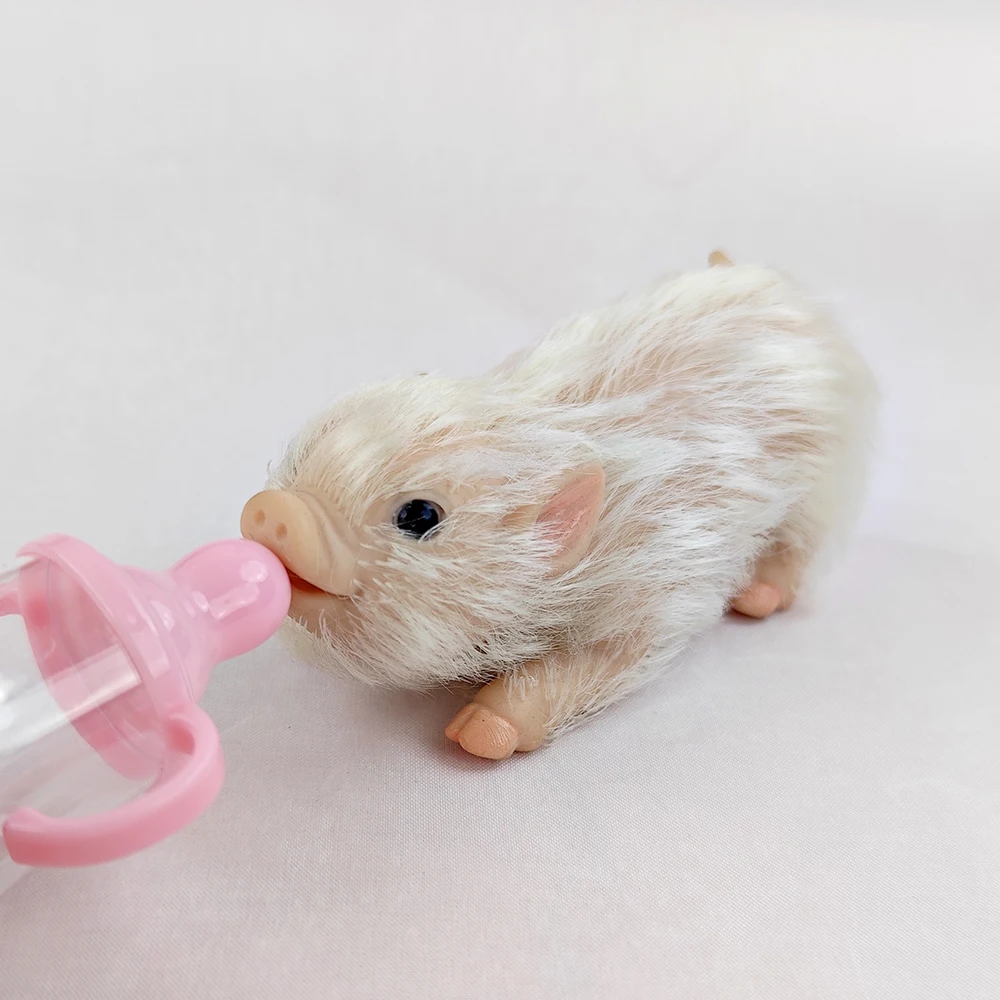 

1pcs Soft Silicone Pig Doll Toy Mini Cute Silicone Pig Dolls Miniature Reborn Silicone Pig With Accessories For Children Gift