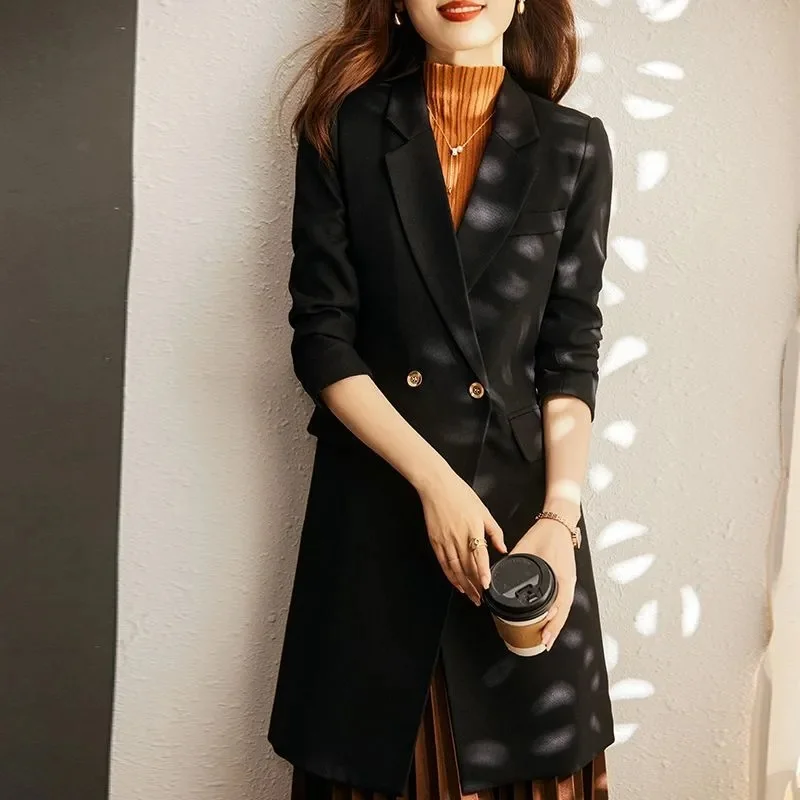 Women Solid Formal Blazer Coat Long Sleeve Double Breasted Jacket Office Ladies Work Wear Blazers Female Windbreakers Outerwear