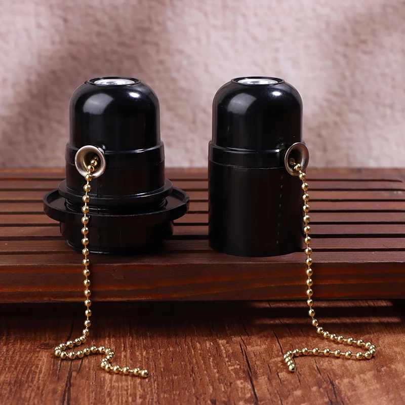 Hot！1Pc E27 Bakelite Self-locking Light Body With Zipper Switch Lamp Base E27 Full Tooth Half Tooth Lamp Holder With Push Button