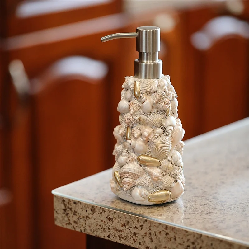 

Дозатор для мыла с ракушками Дизайн ракушек Дозатор для мыла Бутылки с насосом для мыла с устойчивым к ржавчине насосом из нержавеющей стали-BAAX