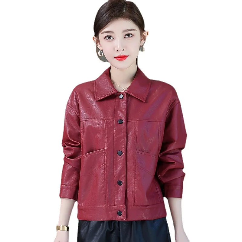 

ZXRYXGS Hot Sell Premium Pu Leather Jacket Korean Slim Fitting Fashionable Jacket Women Coat Versatile Short Motorcycle Clothing