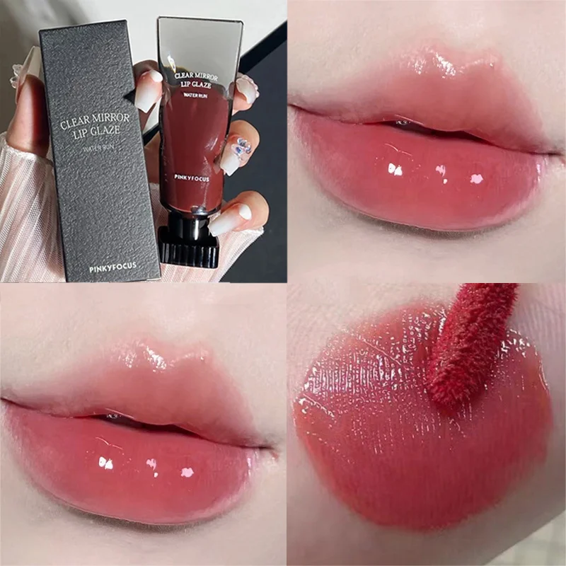 Mirror Water Lip GLOSS Waterproof Moisturizing Long Lasting Non-Stick CUP Liquid ลิปสติกเซ็กซี่สีแดง Lip Glaze Tint แต่งหน้า 1PC