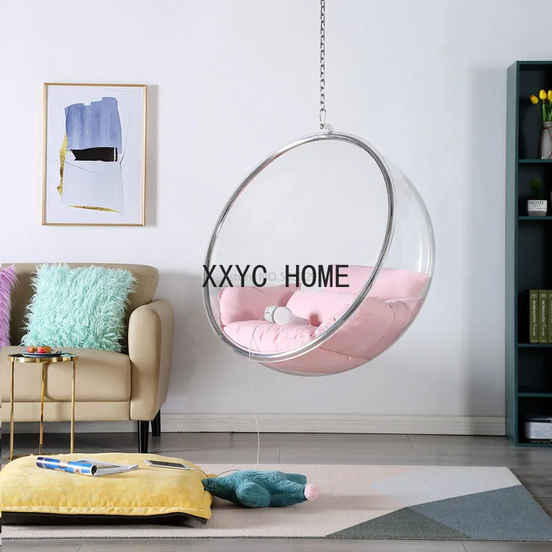 Home page transparent bubble chair indoor hanging chair hanging basket hanging ball space chair glass ball Nordic swing outdoor