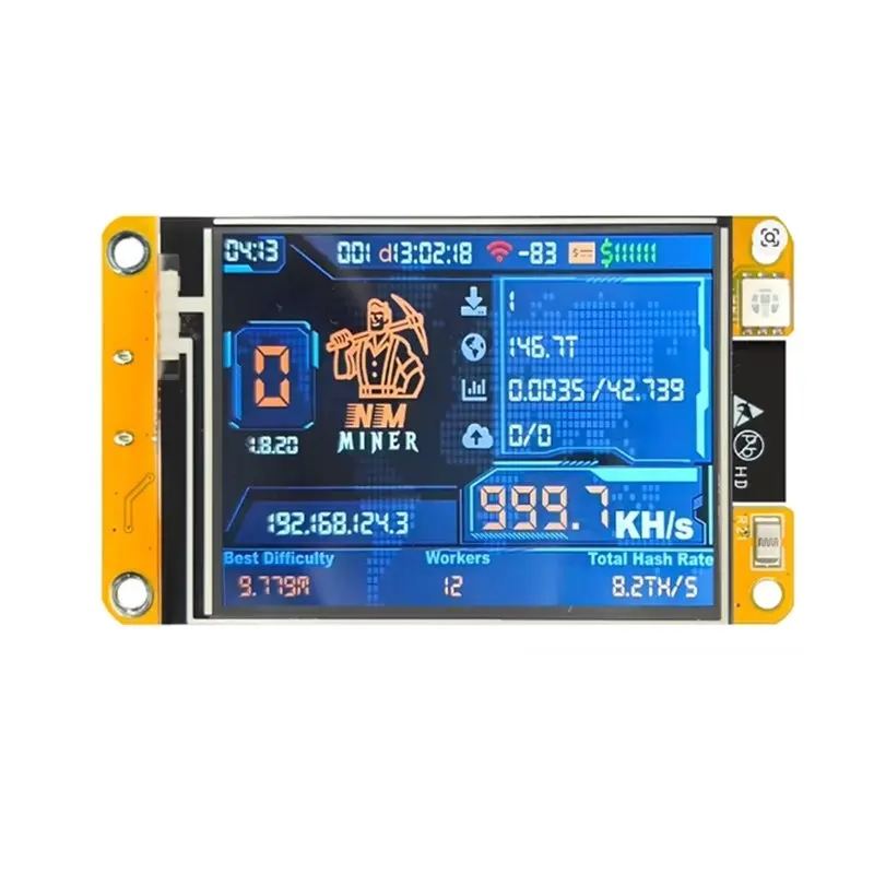 ABFI Nmminer Nerdminerv2 ESP32 2.4 Inch Smart Display 960KH/S Hashrate Crypto Solo Lottery Miner For Bitcoin
