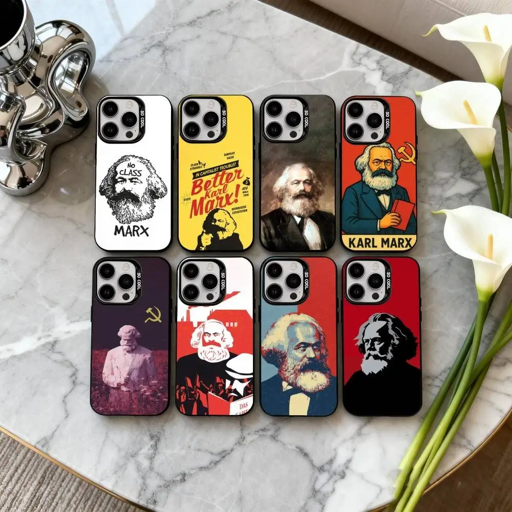 

K-Karl M-Marx Phone Case For iPhone17,16,15,14,13,12,11 Plus,Pro Max Candy Silver Plated Inside Cover