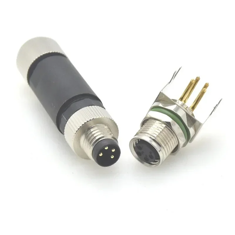 4P M8 PCB Waterproof Curved Needle Female Socket Connector Adapter Heavy