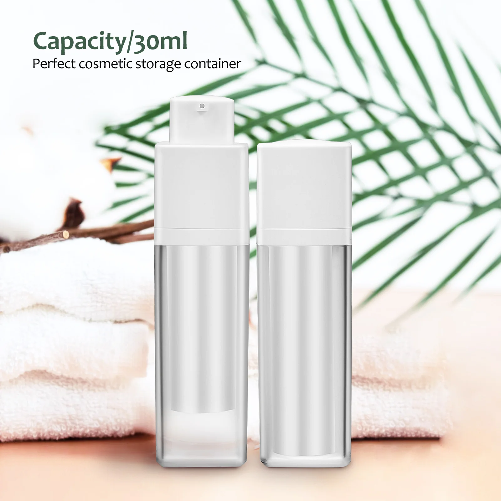 2 Pcs Airless Pump Bottles Frosted Travel Bottles Plastic Lotion Container Refillable Travel Bottles