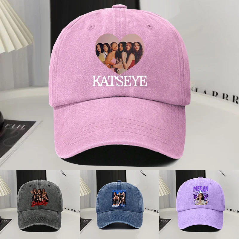 Modische K-POP K-KATSEYE Baseballkappe aus gewaschenem Denim, modischer Sonnenhut, langlebig, exquisite Geschenke, Sonnenhüte für Outdoor-Aktivitäten