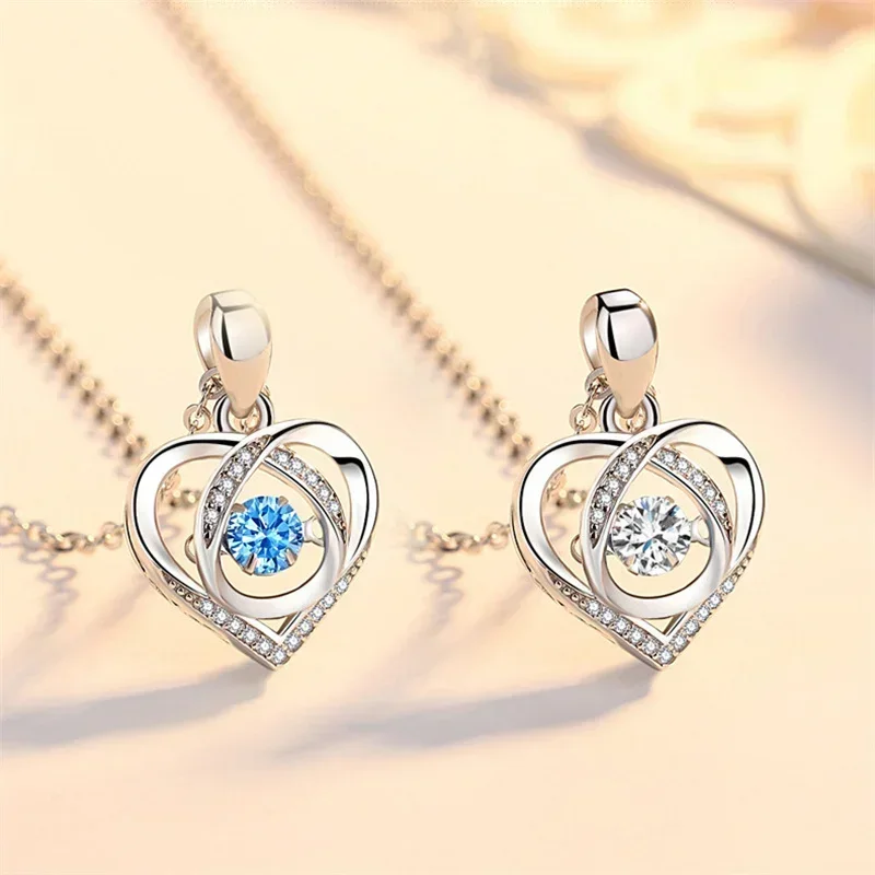 Beating Heart Necklace Female Temperament Smart Heart Clavicle Chain Valentine's Day Gift Pendant Jewelry Package and Display