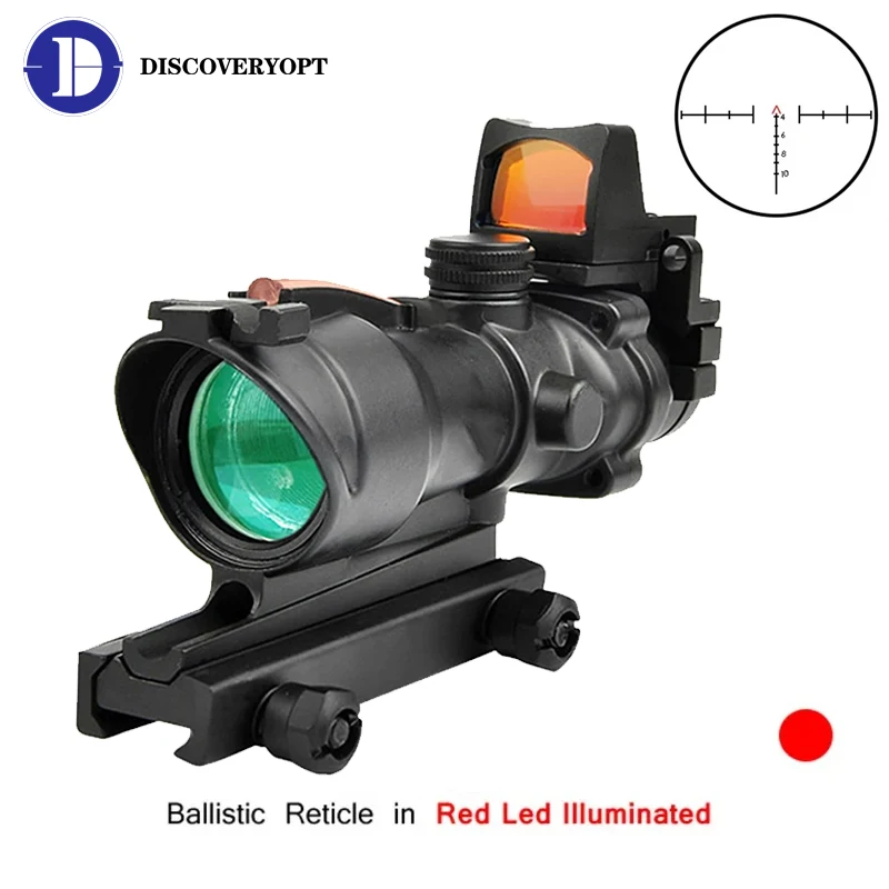 Discovery ACOG 4X32 Red Dot Sight Real Fiber Optic Illuminated Glass Hunting Optical Sight Tactical Rifle Scope