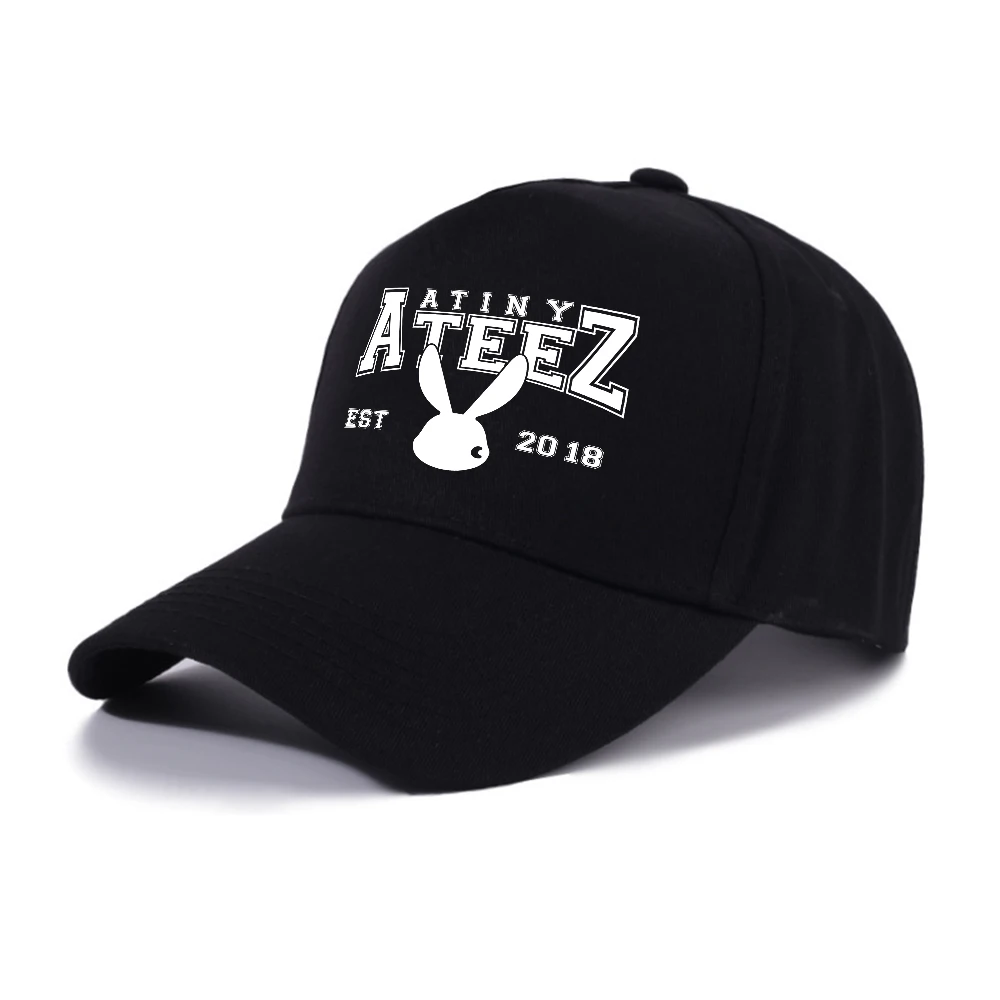 Kpop ATEEZ Athletic Baseball Cap EST2018 ATINY ANITEEZ Adjustable Size Graphic Print Ponytail Women's Hats Gorras Para Hombres