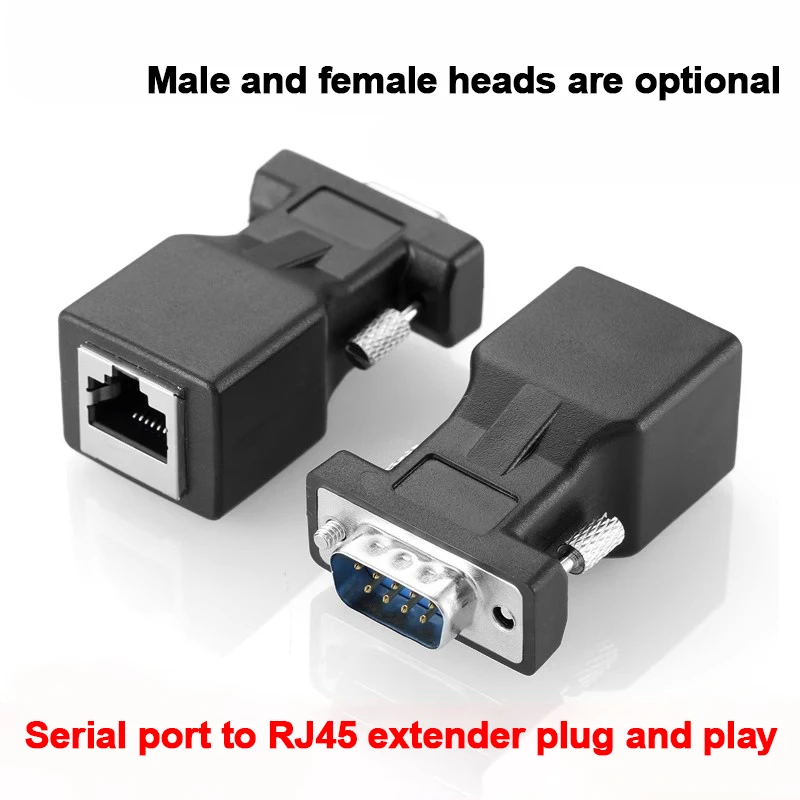 

1PCS DB9 RS232 Male/Female To RJ45 Female Adapter COM Port To LAN Ethernet Port Converter