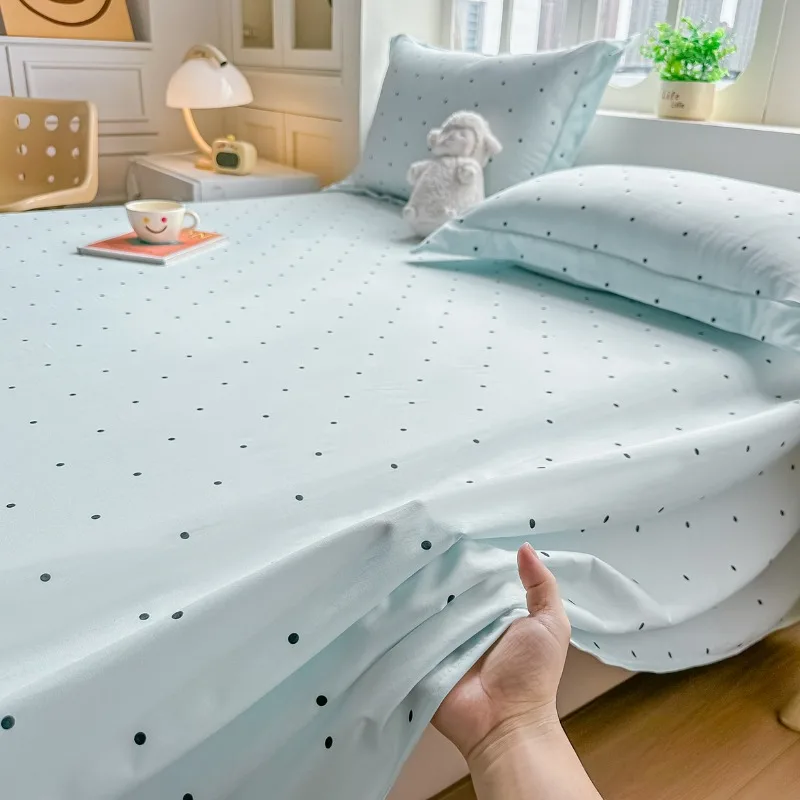 1pc Polka Dot Washed Flat Bed Sheets Single/Queen/King Size Bed Cover for Double Bed Soft Bed Sheets Top Sheets All Season