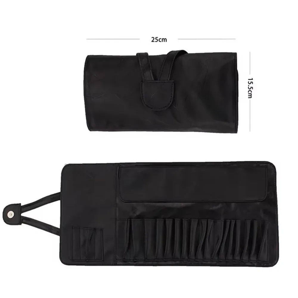 Portable 12/18 Hole Makeup Brush Bag PU Lightweight Cosmetics Case Functional Rolling Pouch Makeup Tools