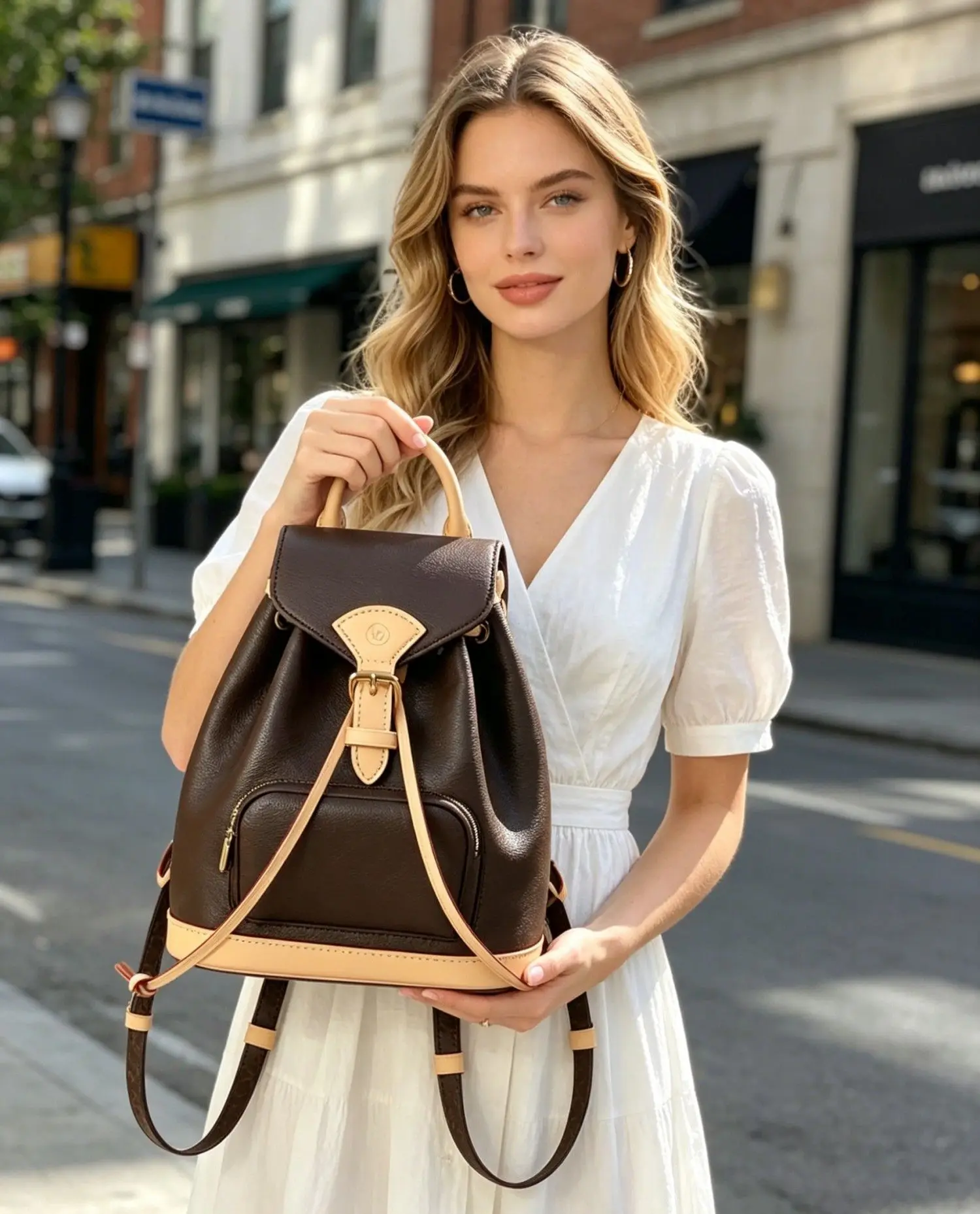 

Ретро-рюкзак для женщин темно-коричневого цвета с золотой пряжкой, вместительная сумка через плечо для путешествий и ежедневных поездок