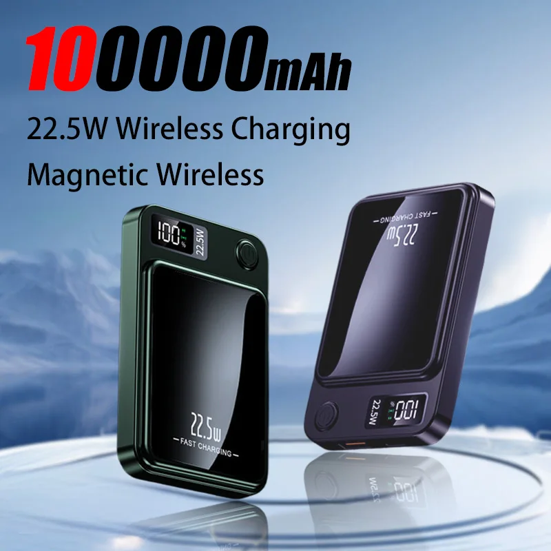Xiaomi 100000 باور بانك مغناطيسي mAh شاحن لاسلكي سريع لحزمة بطارية مساعدة محمولة Magsafe لهاتف iphone Huawei Samsung