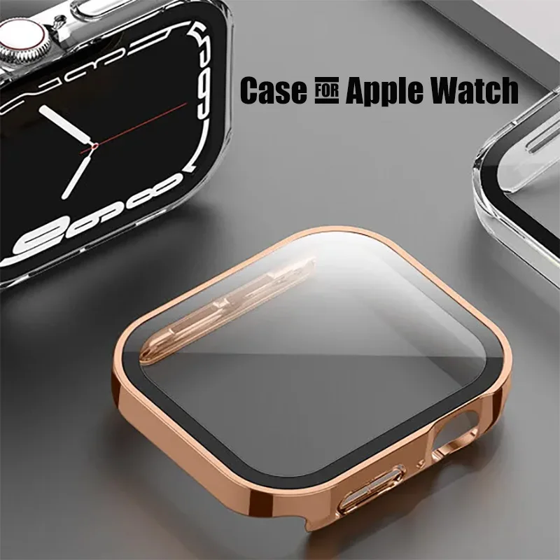 Waterproof Case for Apple Watch 7 8 9 45mm 41mm 44mm 40mm Screen Protector Cover Straight Edge Bumper iWatch 5 SE 6 Accessories