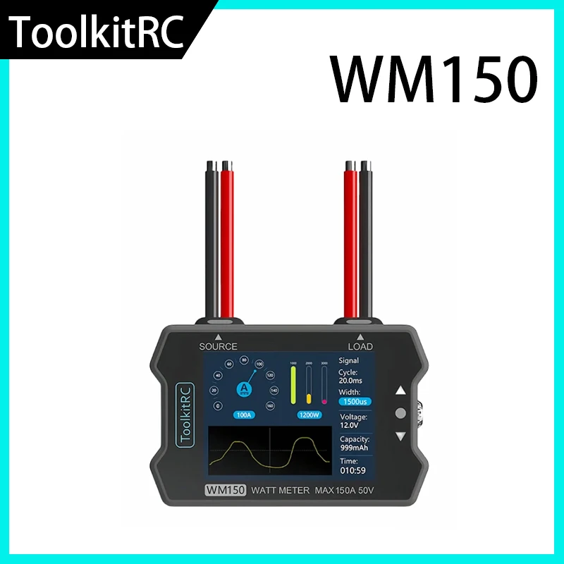 Измеритель мощности Future Flight ToolkitRc WM150 150A 50V с 2,4-дюймовым цветным экраном, 32-битным процессором ARM, поддерживает FPV и радиоуправляемые автомобили